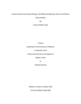 Factors Determining Cyber Strategy: the Differences Between Active And