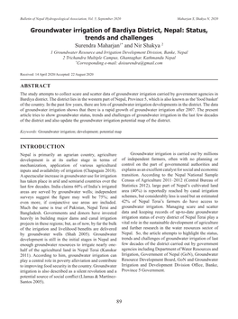 Groundwater Irrigation of Bardiya