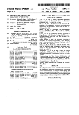 |||||I||||IIII US00536466A United States Patent 19 11 Patent Number: 5,364,616 Singer Et Al