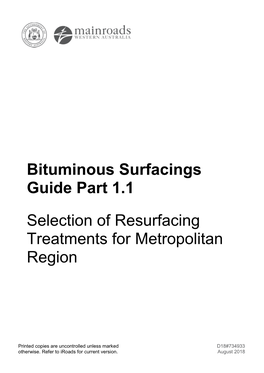 Bituminous Surfacings Guide Part 1.1 Selection of Resurfacing