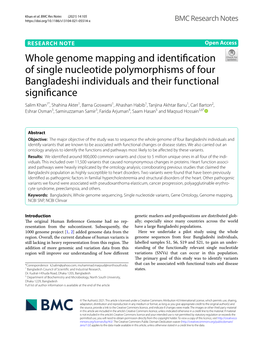 Whole Genome Mapping and Identification of Single Nucleotide