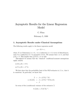 Asymptotic Results for the Linear Regression Model