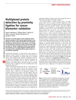 Multiplexed Protein Detection by Proximity Ligation for Cancer