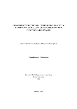 Progesterone Receptors in the Human Placenta: Expression, Signalling Characteristics and Functional Relevance