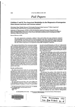 Cohibins C and D, Two Important Metabolites in the Biogenesis of Acetogenins from Annona Muricata and Annona Nutans'