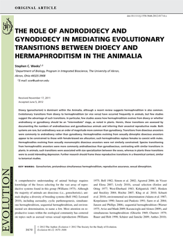 The Role of Androdioecy and Gynodioecy in Mediating Evolutionary Transitions Between Dioecy and Hermaphroditism in the Animalia