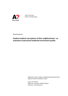 Student Residents' Perceptions of Their Neighbourhood