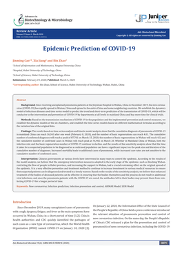 Epidemic Prediction of COVID-19