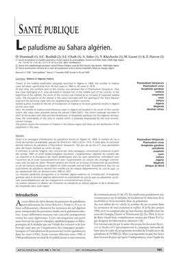 SANTÉ PUBLIQUE Le Paludisme Au Sahara Algérien