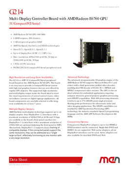 G214/ G214 Multi-Display Controller Board with AMD Radeon E6760 GPU 3U Compactpci Serial