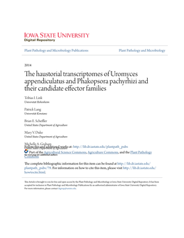 The Haustorial Transcriptomes of Uromyces Appendiculatus and Phakopsora Pachyrhizi and Their Candidate Effector Families