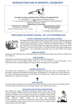 Newsletter for St Joseph's, Tilehurst