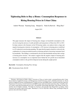 Consumption Responses to Rising Housing Prices in Urban China