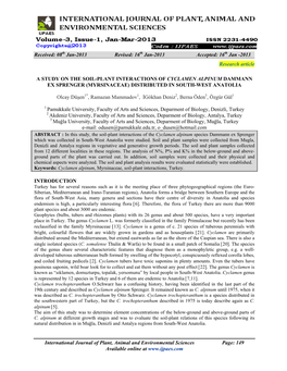 2013 Research Article a STUDY on the SOIL-PLANT INTER