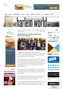 West Harlem Development Corporation Assures of Progress |