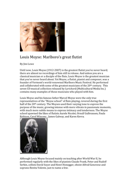 Louis Moyse: Marlboro's Great Flutist