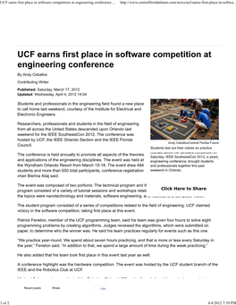 UCF Earns First Place in Software Competition at Engineering Conference