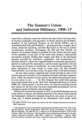 The Seamen's Union and Industrial Militancy, 1908-13*