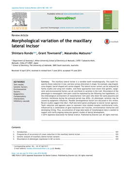 Morphological Variation of the Maxillary Lateral Incisor