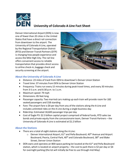 University of Colorado a Line Fact Sheet