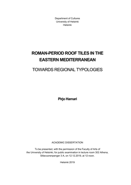 Roman-Period Roof Tiles in the Eastern Mediterranean
