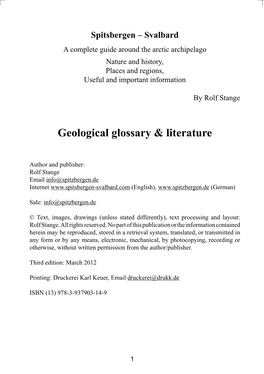 Geological Glossary & Literature