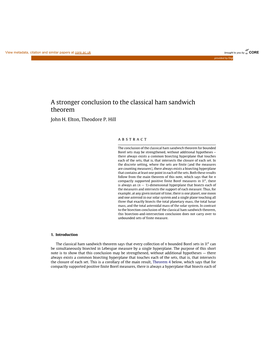 A Stronger Conclusion to the Classical Ham Sandwich Theorem John H