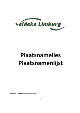 Plaatsnamelies Plaatsnamenlijst