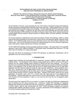 Development of Cmos Active Pixel Image Sensors for Low Cost Commercial Applications