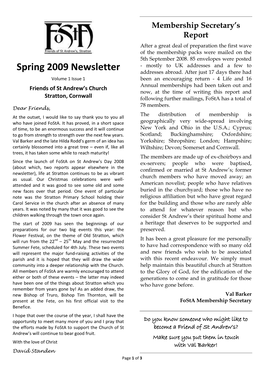 Spring 2009 Newsletter Addresses Abroad