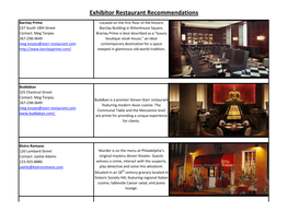 Exhibitor Restaurant Recommendations