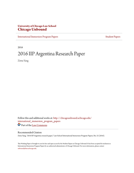 2016 IIP Argentina Research Paper Zimu Yang