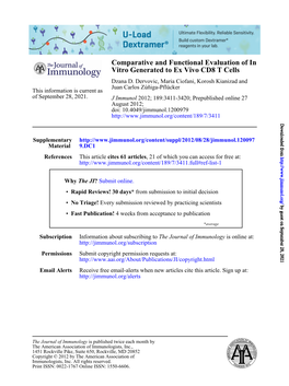 Vitro Generated to Ex Vivo CD8 T Cells Comparative and Functional