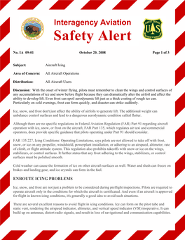 Interagency Aviation Safety Alert 09-01 Aircraft Icing