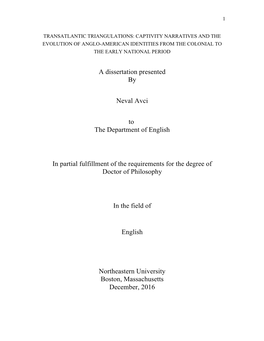 Captivity Narratives and the Evolution of Anglo-American Identities from the Colonial to the Early National Period