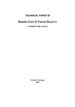 Bombo East II Forest Reserve a Biodiversity Survey
