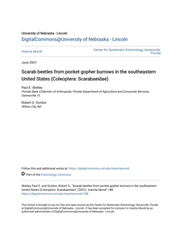 Scarab Beetles from Pocket Gopher Burrows in the Southeastern United States (Coleoptera: Scarabaeidae)