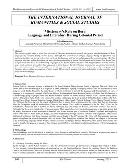 The International Journal of Humanities & Social Studies