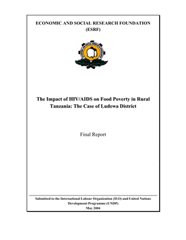 The Impact of HIV/AIDS on Food Poverty in Rural Tanzania: the Case of Ludewa District Final Report