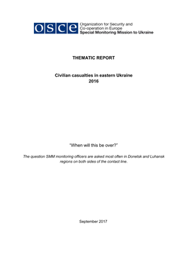 Civilian Casualties in Eastern Ukraine 2016