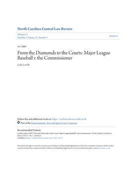 Major League Baseball V. the Commissioner Lydia Lavelle