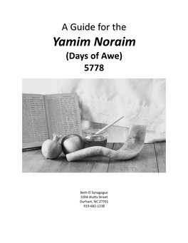 Yamim Noraim (Days of Awe) 5778