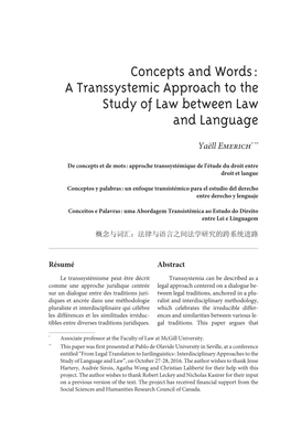 A Transsystemic Approach to the Study of Law Between Law and Language