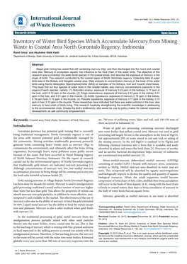 Inventory of Water Bird Species Which Accumulate Mercury from Mining