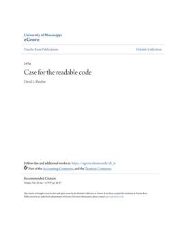 Case for the Readable Code David L