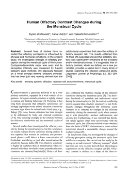 Human Olfactory Contrast Changes During the Menstrual Cycle