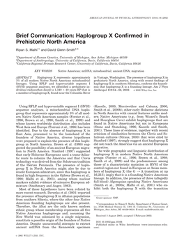 Haplogroup X Confirmed in Prehistoric North America
