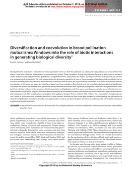 Diversification and Coevolution in Brood Pollination