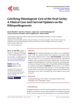 Calcifying Odontogenic Cyst of the Oral Cavity: a Clinical Case and Current Updates on the Ethiopathogenesis