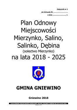 Plan Odnowy Miejscowości Mierzynko, Salino, Salinko, Dębina Na Lata 2018